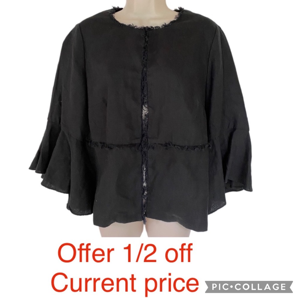 Chicos Bell Sleeve Linen Jacket 1 or M